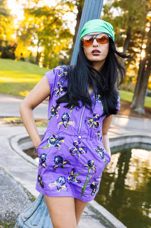 Don't Miss Purple Iris Cotton Collar Dress