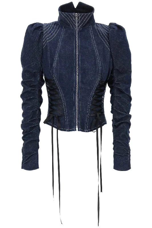 New Markdowns Denim Jacket With Corset Detailing  - Blue