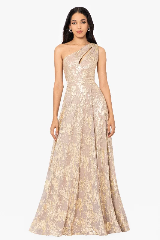 Blowout Deals "Zayna" One Shoulder Floor Length Keyhole Dress