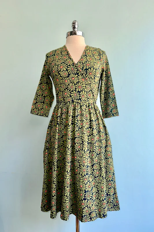 Shop and Save Olive Floral Callie Wrap Dress by Mata Traders
