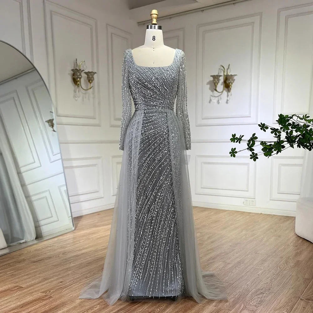 Deal of the Day Serene Hill 2024 Arabic Dubai Silver Gray Mermaid Detachable Skirt Beaded Luxury Evening Dresses Gowns for Women Party LA71618L Deal of the Day Serene Hill 2024 Arabic Dubai Silver Gray Mermaid Detachable Skirt Beaded Luxury Evening Dresses Gowns for Women Party LA71618L