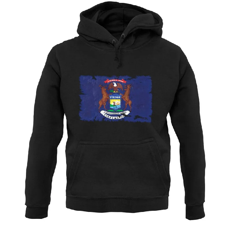 Grand Opening Sale Michigan Grunge Style Flag Unisex Hoodie