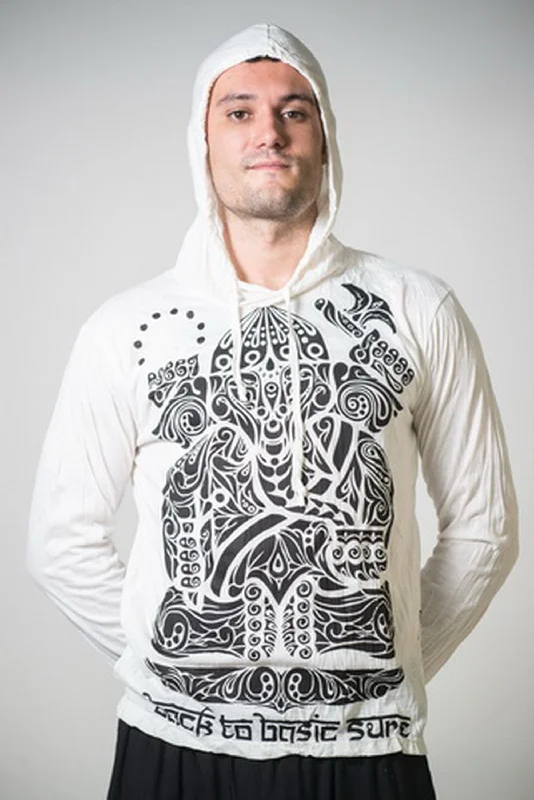 Special Discount Sure Design Unisex Tattoo Ganesh Hoodie White