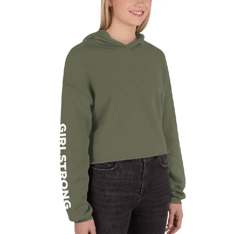 Online Only EVERYDAY GIRLSTRONG FLEECE CROPPED HOODIE MILITARY GREEN