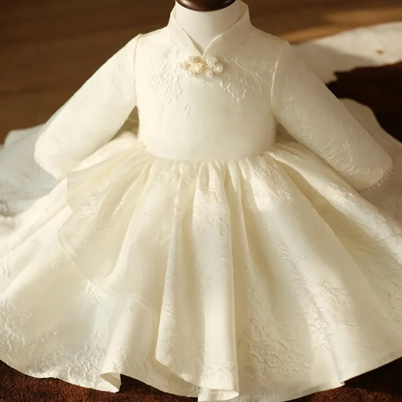 Savings Galore Flower Girl Dress Toddler Autumn Winter Vintage Long Sleeve White Christening Dress Savings Galore Flower Girl Dress Toddler Autumn Winter Vintage Long Sleeve White Christening Dress