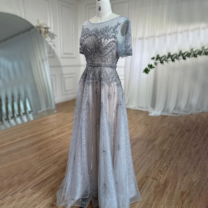 Big Discounts Serene Hill Grey O Neck Short Sleeves A Line Evening Dresses 2024 Mother of the Bride Luxury Beaded Party Gowns LA72102 Big Discounts Serene Hill Grey O Neck Short Sleeves A Line Evening Dresses 2024 Mother of the Bride Luxury Beaded Party Gowns LA72102