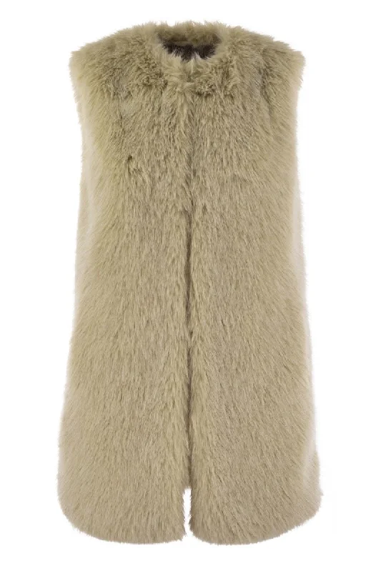 Early Bird Discount Cruelty-free fur sleeve coat