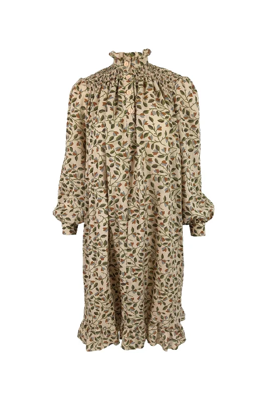 Value Deals Vintage Shirred Pie Crust Collar Tent Dress, 1970s