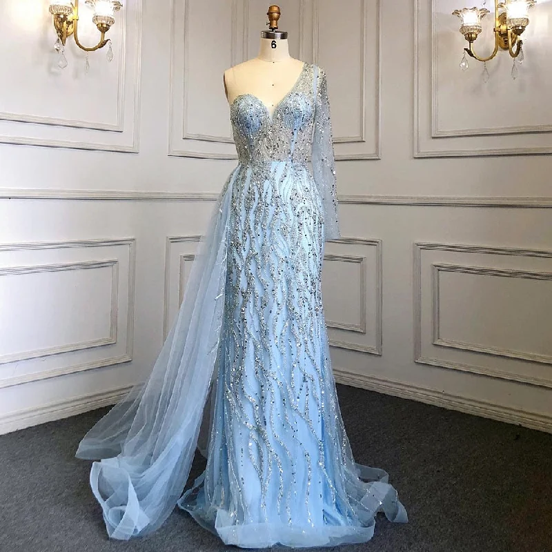 Closeout Serene Hill Blue Mermaid Sexy Elegant One Shoulder Evening Dresses Gowns Beaded Luxury 2024 For Women Party LA71629 Closeout Serene Hill Blue Mermaid Sexy Elegant One Shoulder Evening Dresses Gowns Beaded Luxury 2024 For Women Party LA71629