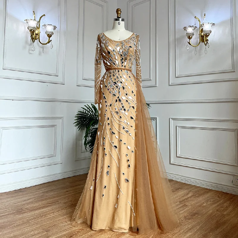 Time-Limited Offer Serene Hill Muslim Nude Mermaid With Overskirt Beaded Long Evening Dresses Gowns For Woman  wedding Party 2024 LA71757