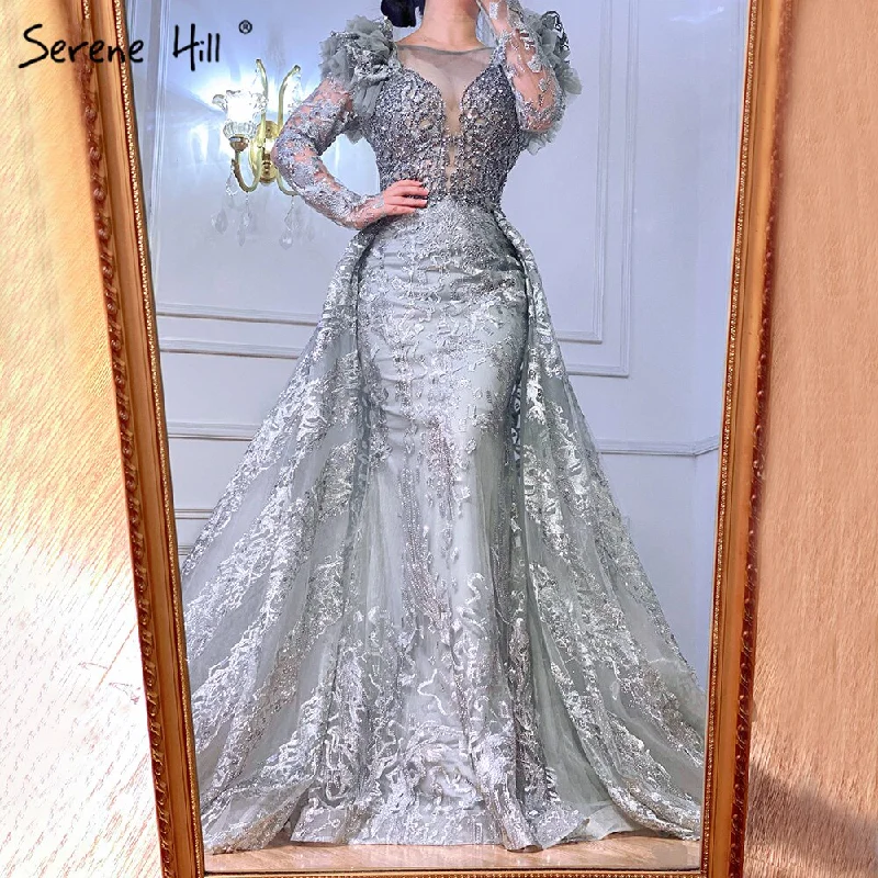 Buy More, Save More On Sale no return no refundSerene Hill Muslim Grey Mermaid Evening Dresses Gowns 2024 Lace Beaded Crystal With Overskirt For Woman Party LA71172 Buy More, Save More On Sale no return no refundSerene Hill Muslim Grey Mermaid Evening Dresses Gowns 2024 Lace Beaded Crystal With Overskirt For Woman Party LA71172