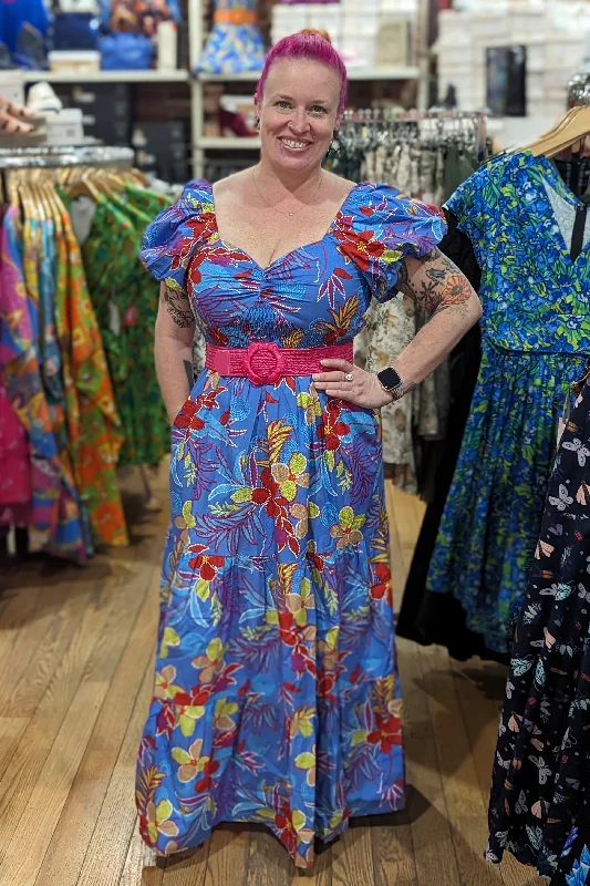 Quick Sale Sapphire Floral Sweetheart Midi Dress