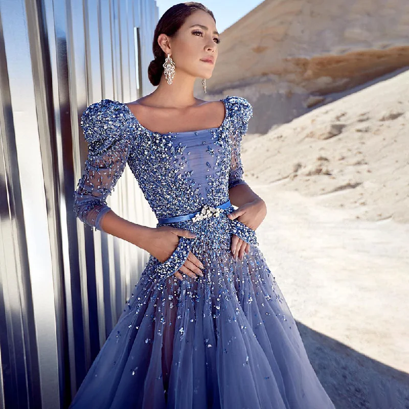 Price Break Serene Hill Blue A-Line Luxury Evening Dresses Gowns 2024 Beaded Ankle Length For Women Party LA71631 Price Break Serene Hill Blue A-Line Luxury Evening Dresses Gowns 2024 Beaded Ankle Length For Women Party LA71631