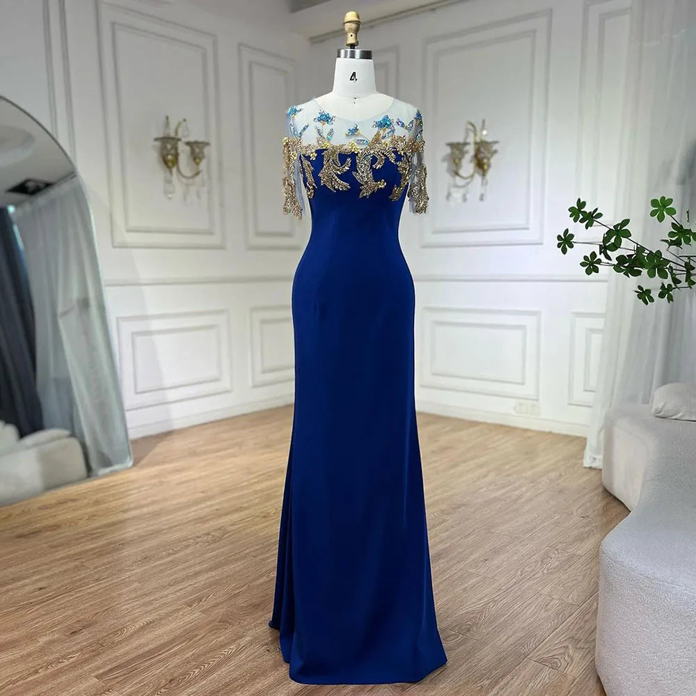 Exclusive Preview Serene Hill Arabic Blue Mermaid Elegant Appliques Luxury Dubai Evening Dresses Gowns 2024 For Women Wedding Party LA72554 Exclusive Preview Serene Hill Arabic Blue Mermaid Elegant Appliques Luxury Dubai Evening Dresses Gowns 2024 For Women Wedding Party LA72554
