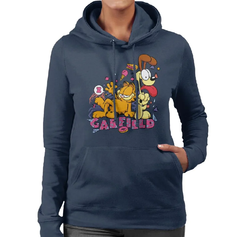 Discount Mania Garfield And Odie Retro 90s Snack Art Women's Hooded Sweatshirt