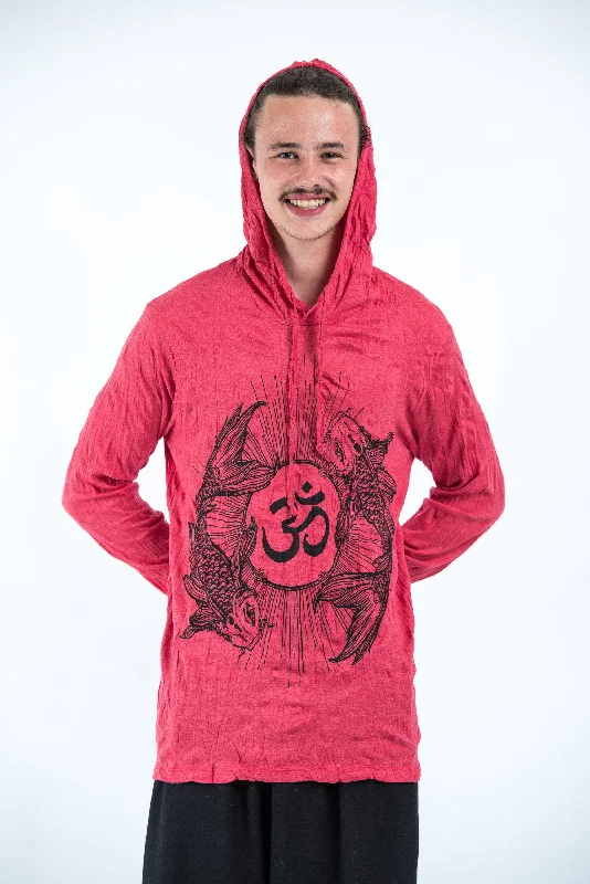 New Markdowns Sure Design Unisex Ohm and Koi fish Hoodie Red