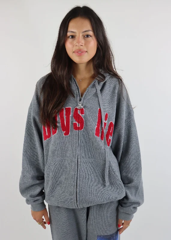 Super Bargain Boys Lie Desert Oasis Interlock Harley Zip-Up Hoodie ★ Grey