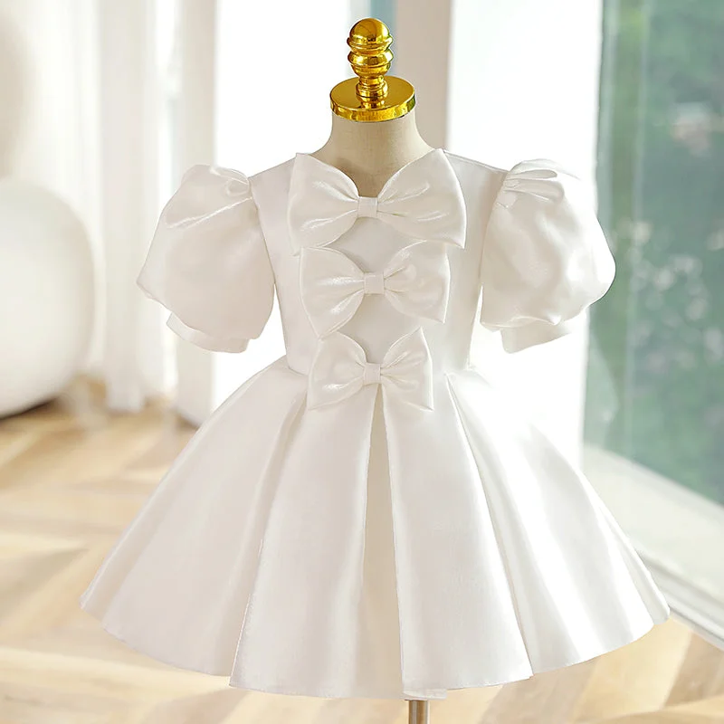 Act Now Flower Girl Dress Toddler Summer Princess Party Dress White Textured Bow Baptism Dress Act Now Flower Girl Dress Toddler Summer Princess Party Dress White Textured Bow Baptism Dress