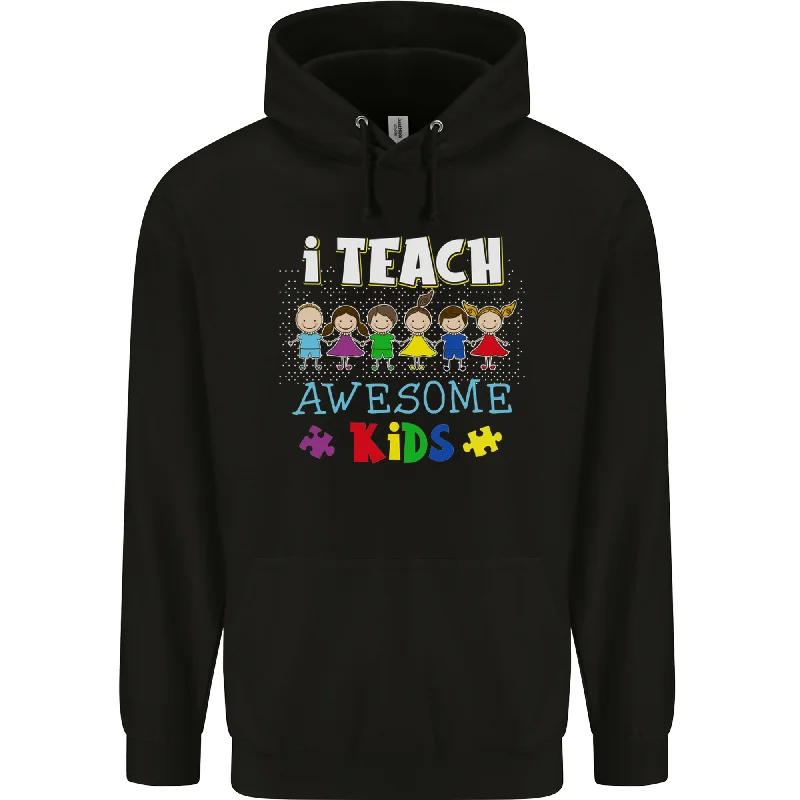 Deal Dash Autism Teacher I Teach Awesome Kid Autistic Mens 80% Cotton Hoodie