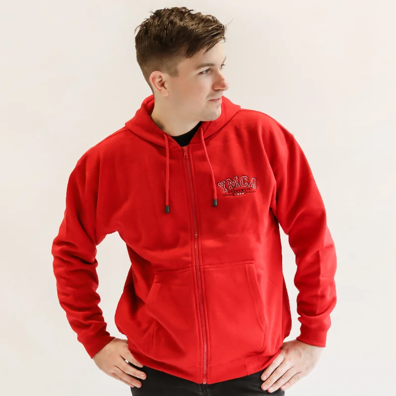 Factory Direct Sale YMCA Authentic Zip Hoodie - Red