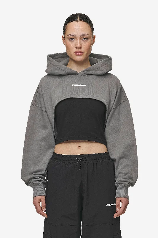 Shop and Save Mina Super Cropped Hoodie Washed Deep Grey