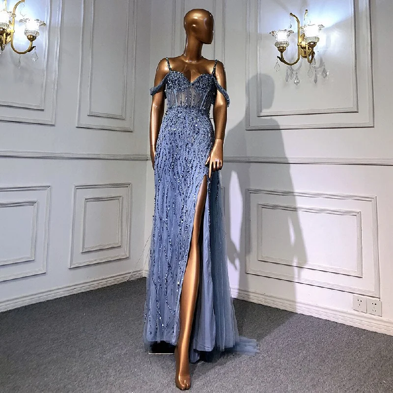 Exclusive Savings Serene Hill Blue Mermaid Sexy Spaghetti Straps High Split Evening Dresses Gowns Luxury Beaded 2024 For Women Party LA71571 Exclusive Savings Serene Hill Blue Mermaid Sexy Spaghetti Straps High Split Evening Dresses Gowns Luxury Beaded 2024 For Women Party LA71571