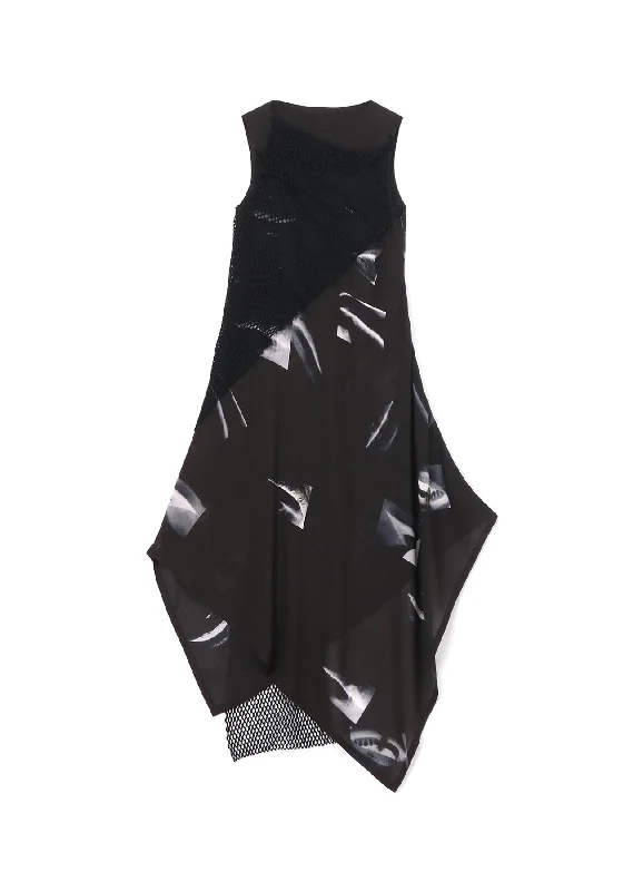 Super Sale BURNING LIPS PRINT ASYMMETRIC DRESS