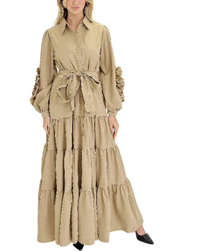 Deep Discounts Tiered Maxi Dress w/ Ruffle Sleeves