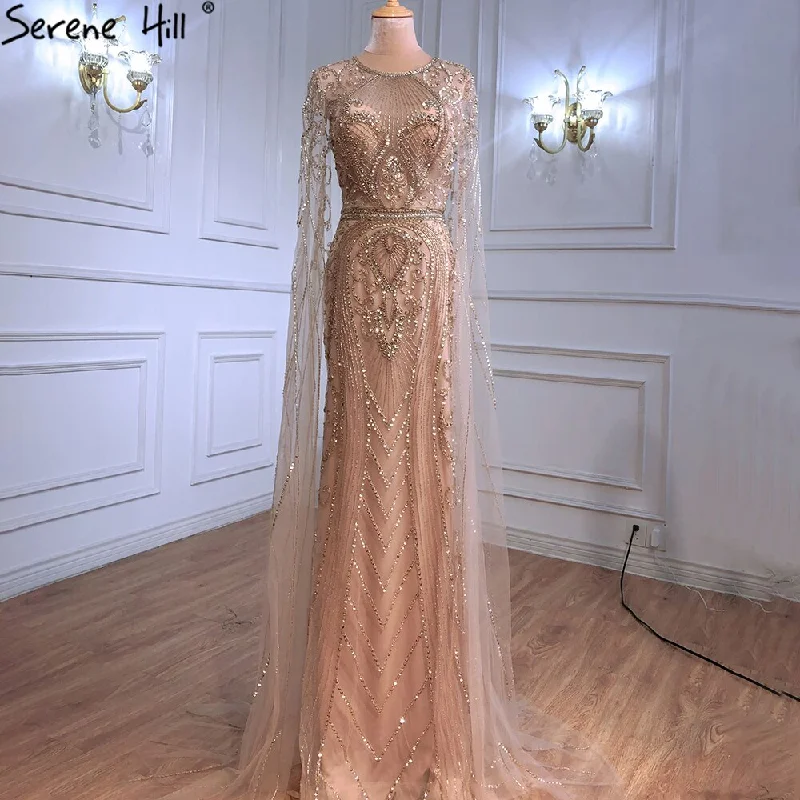 New Markdowns On Sale no return no refund Serene Hill Gold Elegant Mermaid Evening Dresses Gowns 2024 Luxury With Cape Sleeves Beading For Women Party LA70970 New Markdowns On Sale no return no refund Serene Hill Gold Elegant Mermaid Evening Dresses Gowns 2024 Luxury With Cape Sleeves Beading For Women Party LA70970
