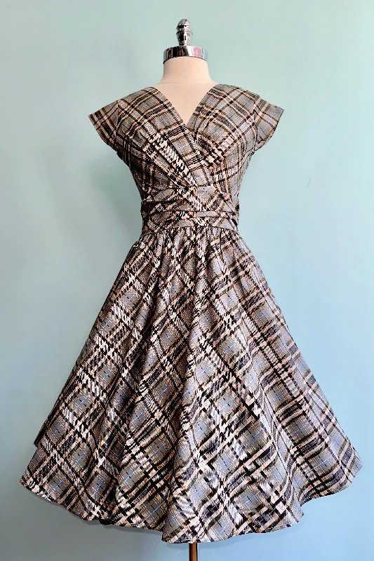 Sneak Peek Sale Blue Plaid Greta Dress by Retrolicious