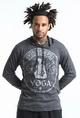 Mega Sale Sure Design Unisex Infinitee Yoga Stamp Hoodie Silver on Black