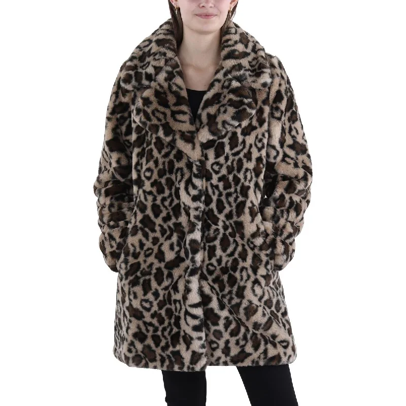 Super Bargain Laundry by Shelli Segal Womens Animal Print Long Faux Fur Coat