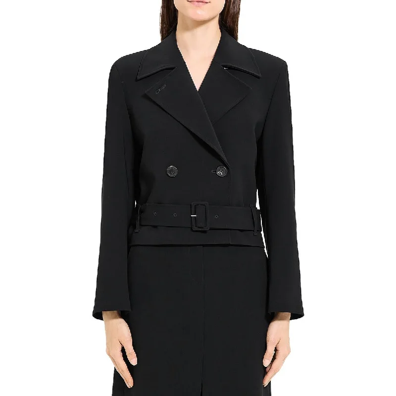 Deal Frenzy Theory Womens Cropped Double Button Trench Coat