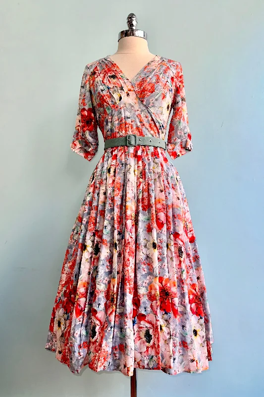 Shop and Save Bronge-Rose Floral Dress by Miss Candyfloss