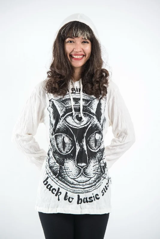 Hot Deal Sure Design Unisex Three Eyed Cat Hoodie White