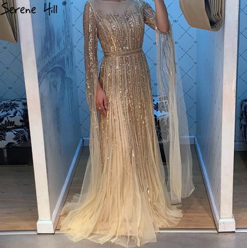 Price Rollback Serene Hill Luxury Gold Beading A-Line Cape Sleeves Evening Gown For Woman Dresses 2024 Fromal Dress LA70637 Price Rollback Serene Hill Luxury Gold Beading A-Line Cape Sleeves Evening Gown For Woman Dresses 2024 Fromal Dress LA70637