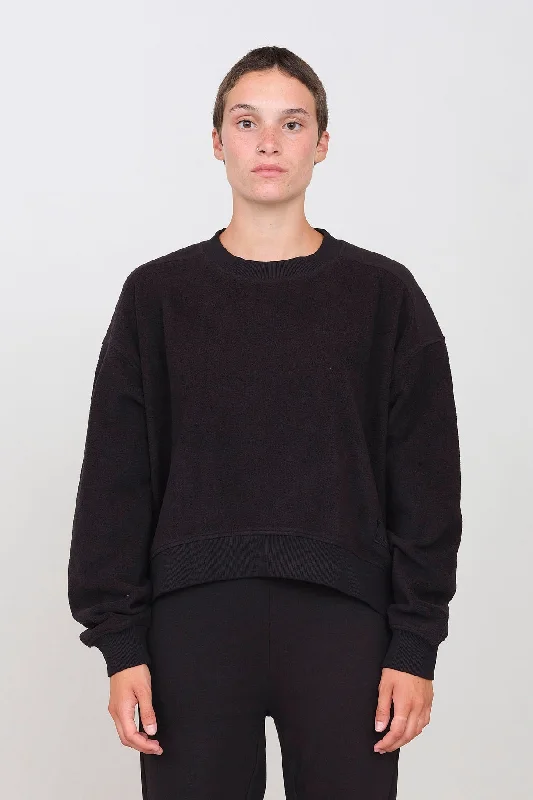 Value Deals Women's Fleece Crew Neck Black