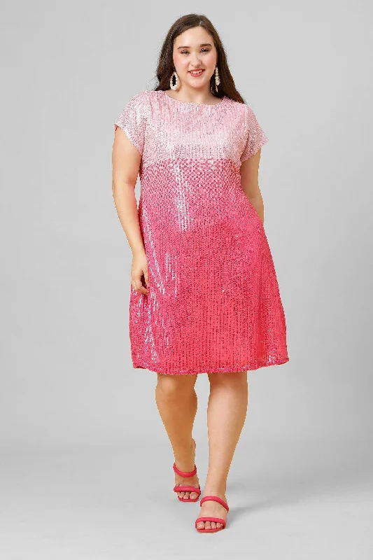 Lowest Price Pink & Purple Sequins Party Wear Dress