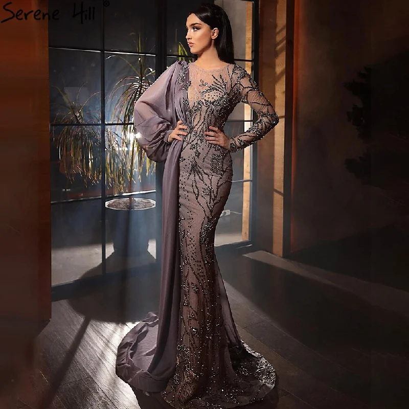 Final Markdown Serene Hill Grey With Overskirt Mermaid Evening Gowns Dresses Luxury Beaded Elegant For Woman Party LA71066 Final Markdown Serene Hill Grey With Overskirt Mermaid Evening Gowns Dresses Luxury Beaded Elegant For Woman Party LA71066