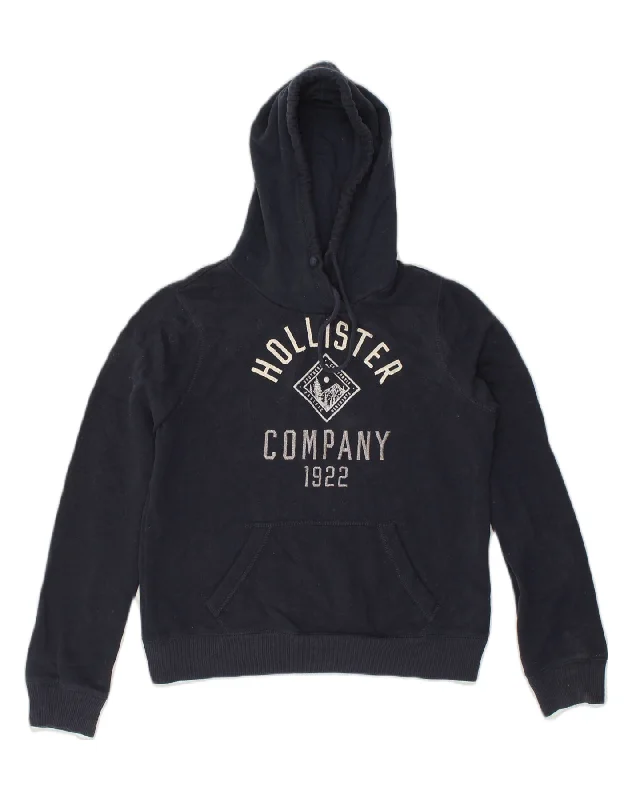 Take Advantage HOLLISTER Womens Graphic Hoodie Jumper UK 14 Medium Navy Blue Cotton