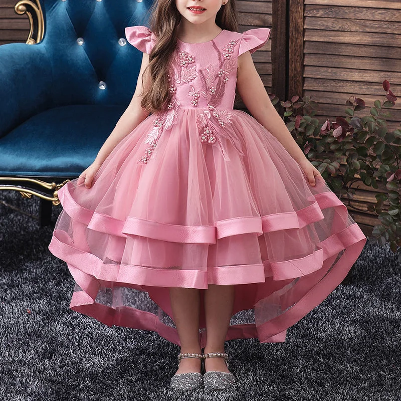 Deal of the Day Girl Birthday Party Princess Dress Embroidered Fluffy Tail Pageant Dress