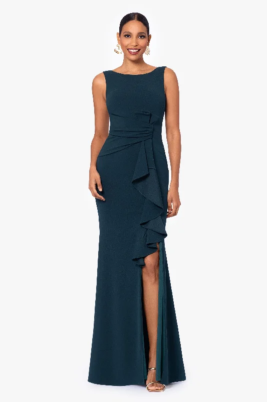 Customer Appreciation Sale "Christine" Scuba Crepe Ruffled Bow Gown