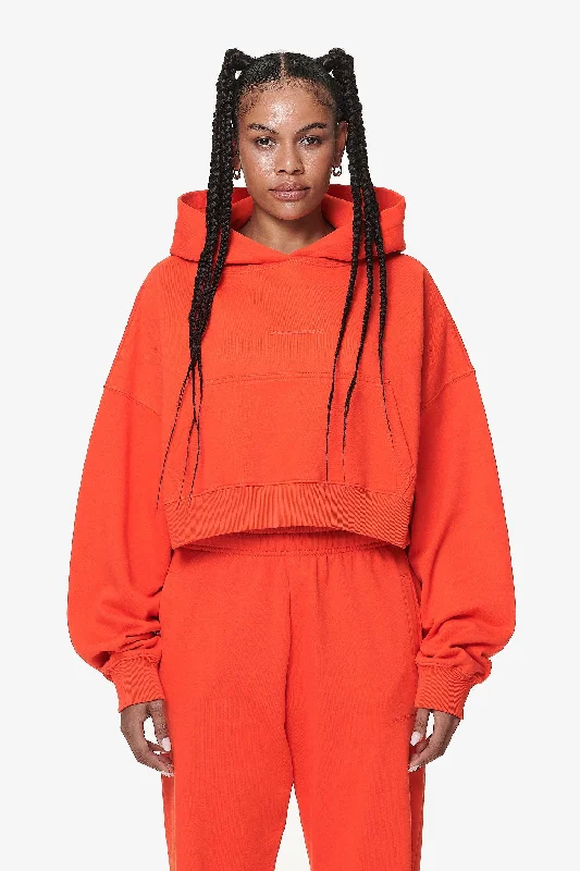 Special Offer Salita Oversized Cropped Hoodie Washed Signal Red Gum