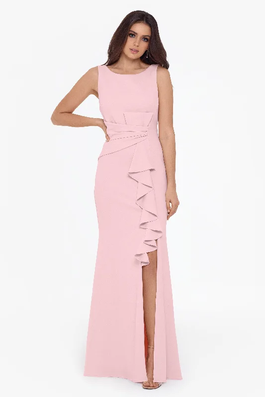 Today’s Deal "Christine" Scuba Crepe Ruffled Bow Gown
