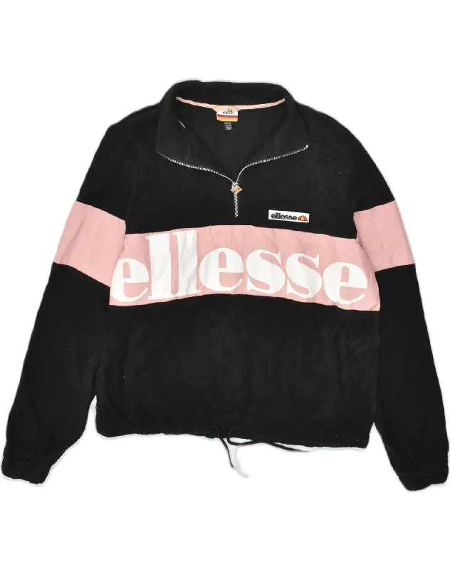 Unbeatable Prices ELLESSE Womens Graphic Fleece Sweatshirt Jumper UK 10 Small Black