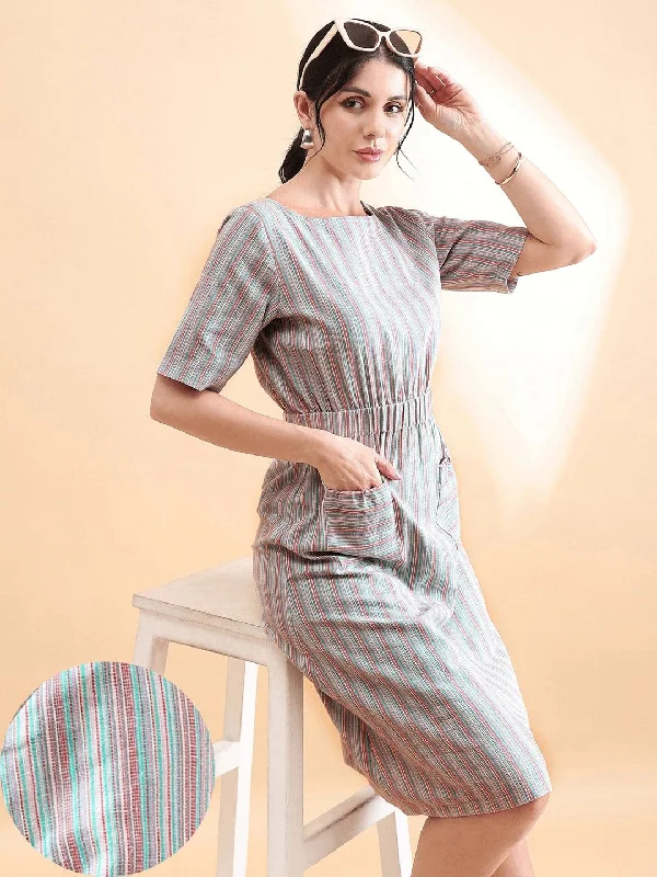 Bargain Prices Linen Stripe Dress - Multi Color