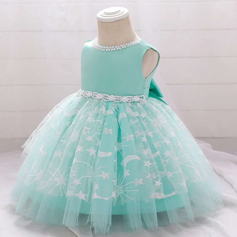 Major Savings Little Girl Dress Toddler Prom Beaded Round Neck Sleeveless Puffy Princess Dress