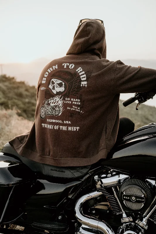Limited Edition "BORN TO RIDE" Zip Up Hoodie in DIRT