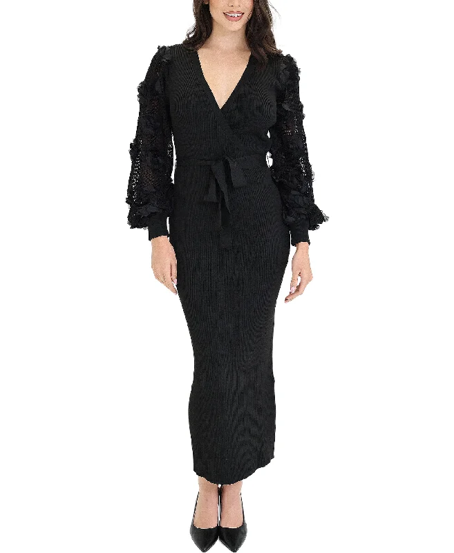 Bonus Savings Knit Ribbed Surplice Dress w/ Rosettes