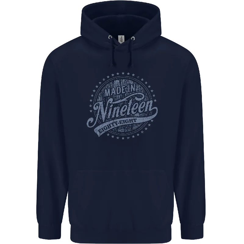 Shop and Save Distressed 36th Birthday Made In 1988 Mens 80% Cotton Hoodie Navy Blue